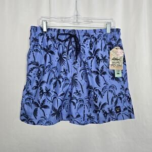 Spicy Tuna Swim Trunks Men's L Soft Blue Palm Trees Lined UPF 50+ NWT